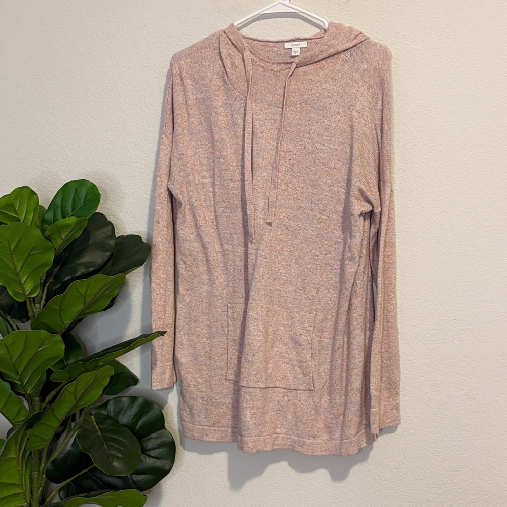 Soft Pink Heathered Women's tunic length  Hoodie Pure Jill Medium